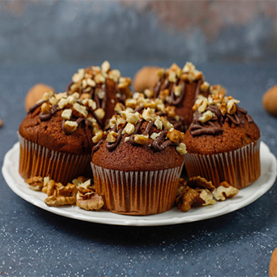 "Chocolate muffins with walnuts  - 6pcs - Click here to View more details about this Product